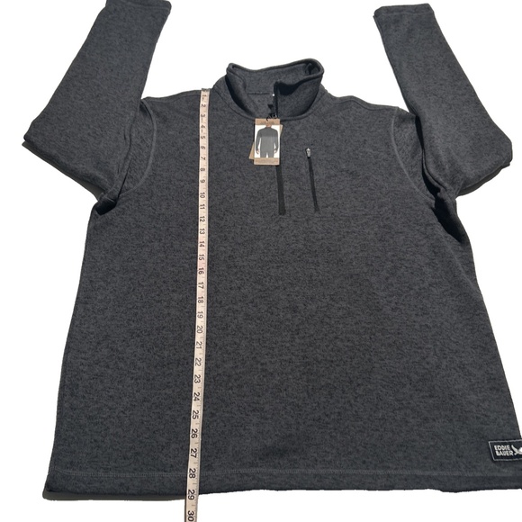 NWT Eddie Bauer Men's Pullover Size XL Gray 1/4 Zip Pocket Sweater Fleece - Picture 3 of 9